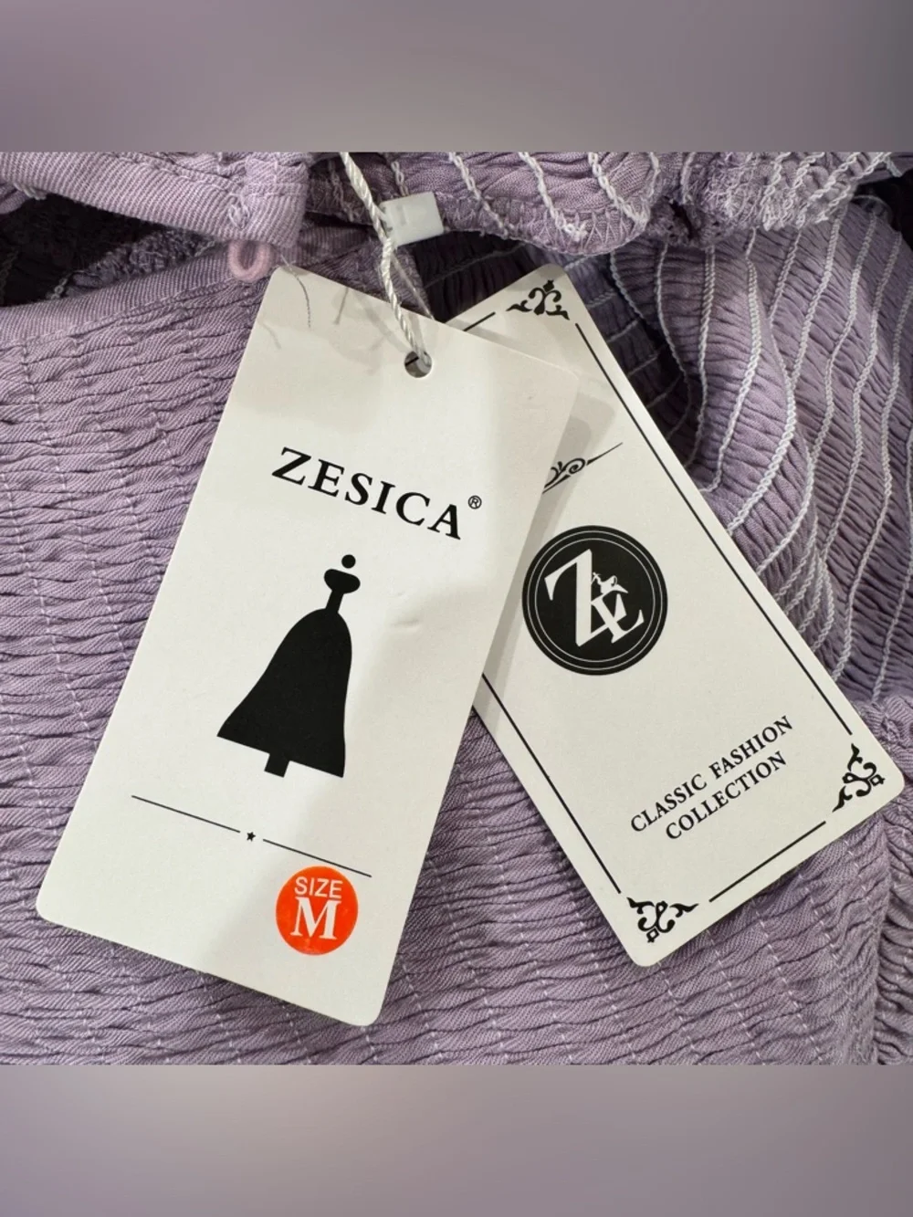 NEW Milkmaid Smocked Maxi Dress Size M Lavender Tiered Crochet Boho - Picture 8 of 10